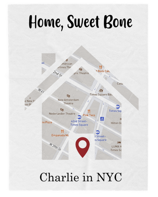 Home, Sweet Bone: Personalized Map & Pup Locator (Velveteen Plush)